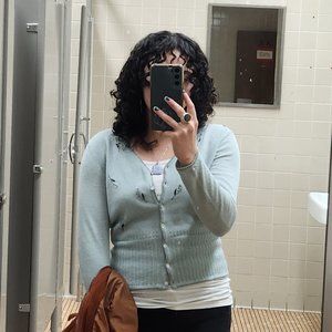Pastel blue floral cardigan